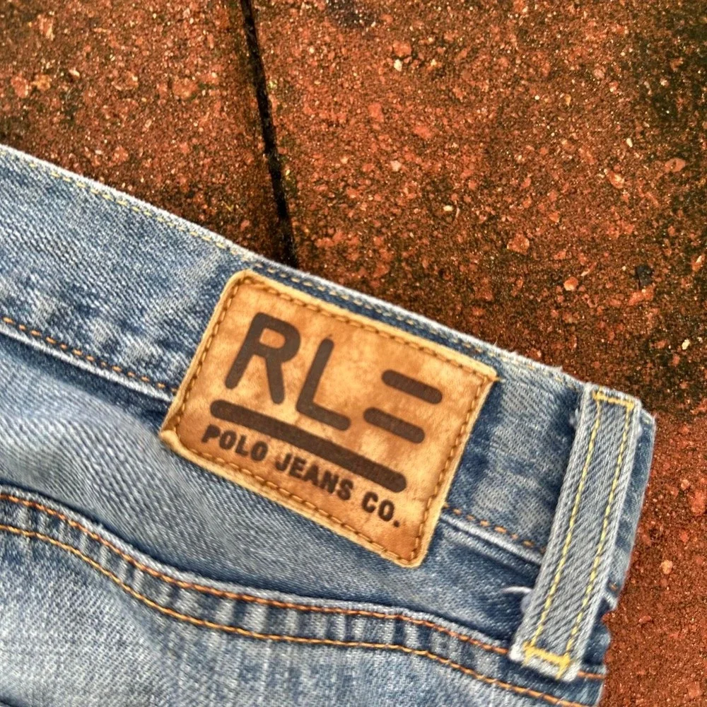 Ralph Lauren Faded Light Blue Relaxed Straight Leg Jeans Size 38x34